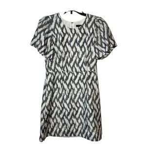 J.Crew Sheath Dress Flutter Sleeve Ikat Silk Womens 6P Black Lined Formal F3031